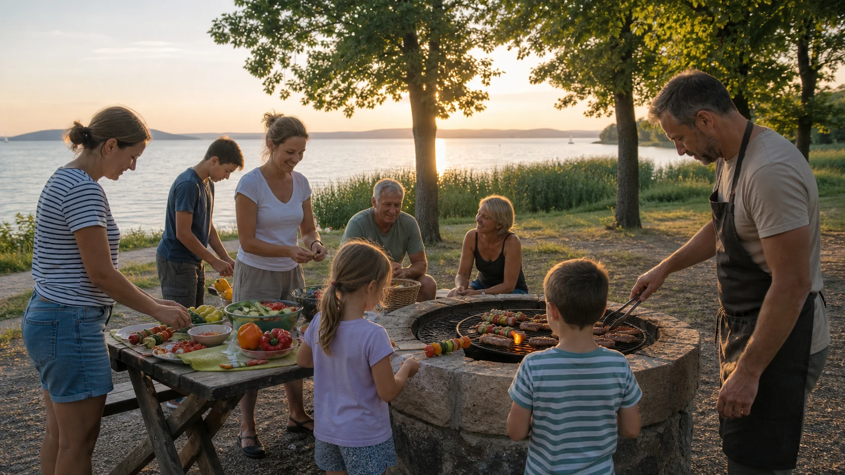 Közös sütés a Balaton partján